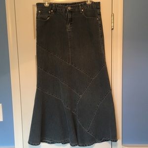 Long denim skirt